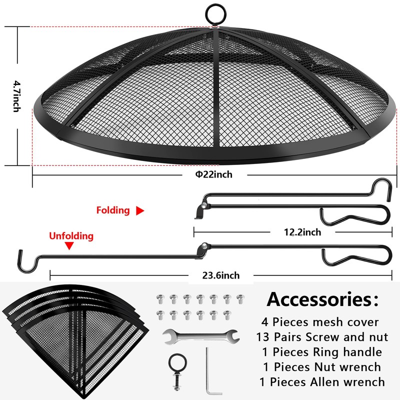 Fire Pit Spark Screen, Fire Pit Screen 22 Inch Round