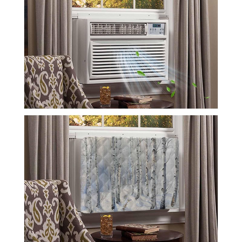 Winter Forest Indoor Air Conditioner Cover for Window Units, Shabby