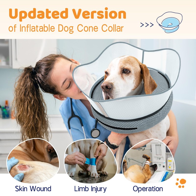 Supet Raised Inflatable Dog Cone Alternative Collars for After Surgery,