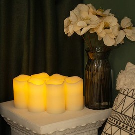 H-BLOSSOM Flickering Flameless Candles Battery Operated Real Wax Pillar Candles LED Candles with 10 Key Remote Control Cycling Timer Set of 6 (3" x 5" Remote)