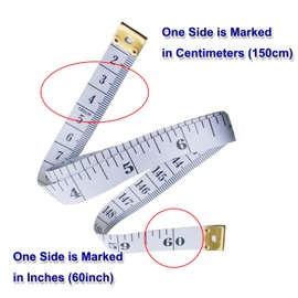 Body Measuring Tape, 2PCS White 60inch/150cm Soft Tape Measure for Body, Dual Sided Body Tape Measure for Sewing Tailor