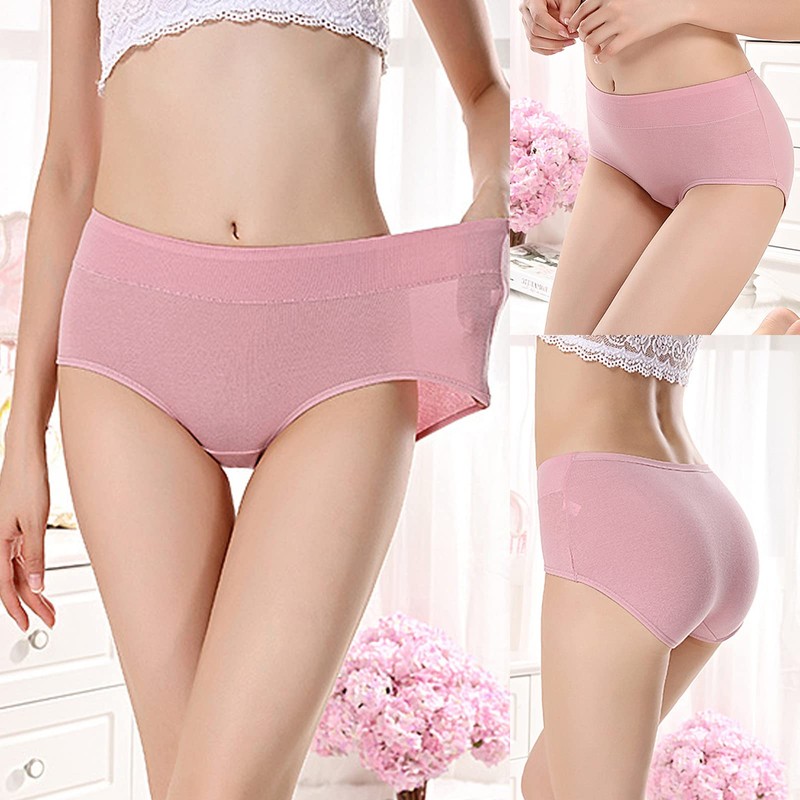 Buankoxy Women's 8 Pack Mid-Rise Stretch Cotton Panties(8 Assorted Colors,AU