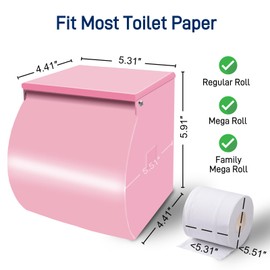 FARVIGOR Toilet Paper Holder Wall Mount, Self Adhesive Toilet Paper Holder with Shelf, Waterproof Stainless Steel Bathroom Toilet Tissue Roll Holder Cat Dog Proof, Pink