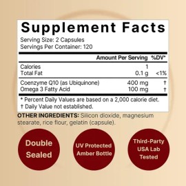 Coq10 (ubiquinone) 400mg With Omega 3 Fatty Acids, 240 Capsu