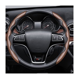 CGEAMDY PU Carbon Fibre Segmented Steering Wheel Protection, Fashionable Segmented Car Steering Wheel Protection, Non-Slip Breathable Steering Wheel Cover, Car Steering Wheel Cover Leather (Brown)