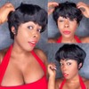 Peluca de cabello humano con corte pixie para mujeres negras,