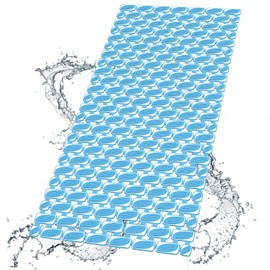 XIYUNTE Upgrade Shower Mat Non Slip Bathtub Mat, 36''x16'' Soft and Comfortable Anti Slip Shower Mat, Eco-Friendly TPE+PP Bath Tub Mat with Powerful Suction Cups, Machine Washable, Easy to Cut, Blue