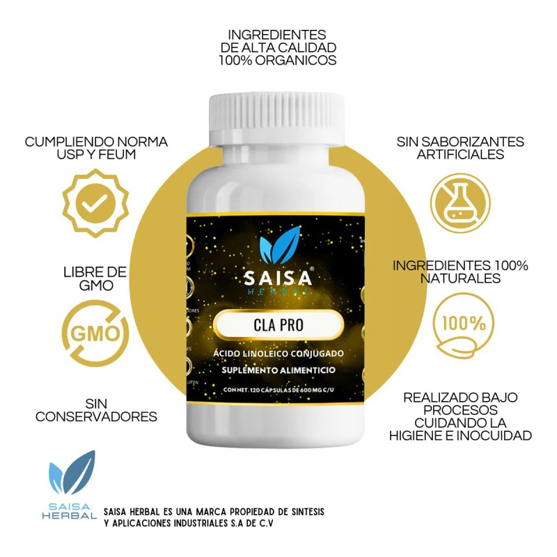 CLA Puro 1000mg SAISA HERBAL cido Linoleico Conjugado 120 Cpsulas