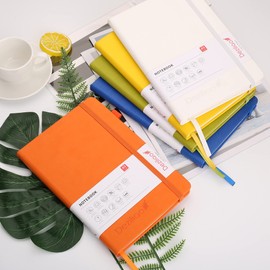 Deziliao Lined Journal Notebooks with Pen Loop, Hardcover Notebook Journal for Work, 100Gsm Premium Thick Paper with Inner Pocket, Medium 5.7''''x8.4'''', ?Orange, Ruled, 1 Pack