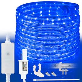 West Ivory 2286LEDs, 2x150ft Blue LED Rope Light w/ 8 Mode, Connectable Outdoor Permanent Waterproof Accent Exterior Lighting, Safety Fuse, PVC Case, Holiday, Backyard Patio, Home Garden, Decorative