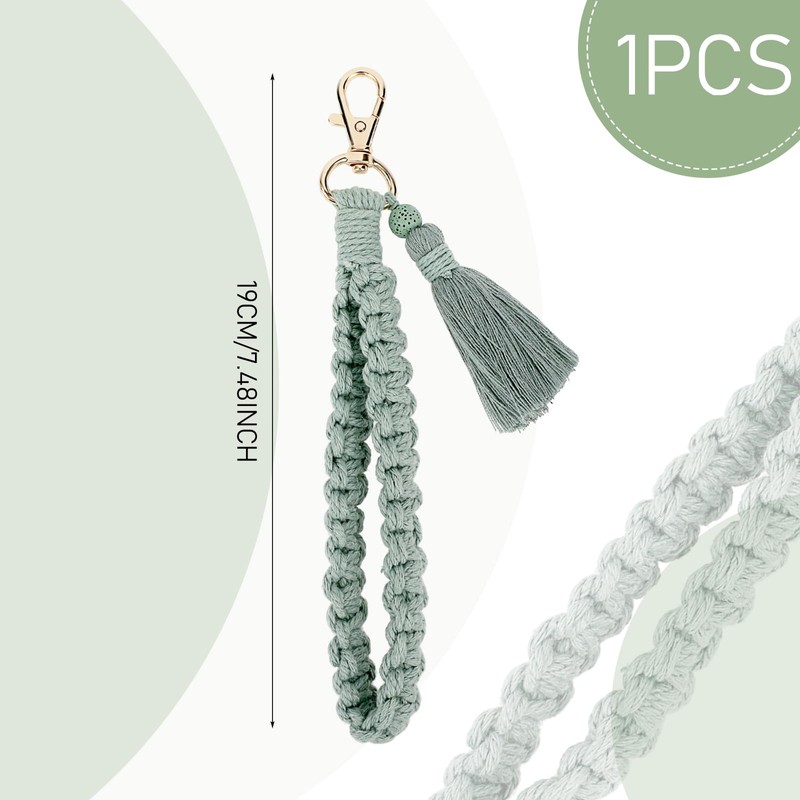 Lusofie Macrame Keyring Boho Braided Key Chain Short Lanyard Tassel