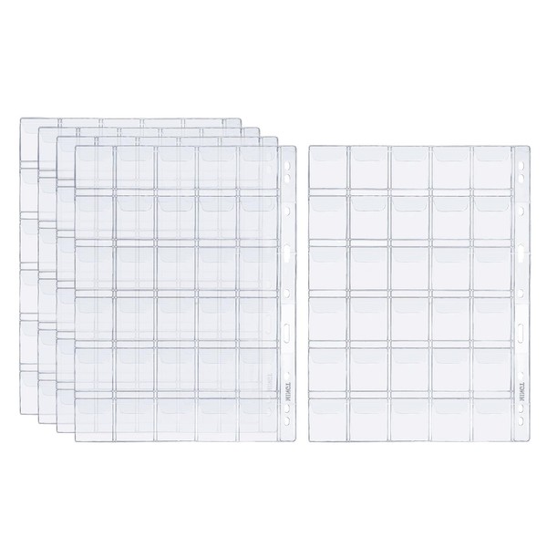 PATIKIL 30 Pocket Coin Collection Page, 5 Coin Binder Insert