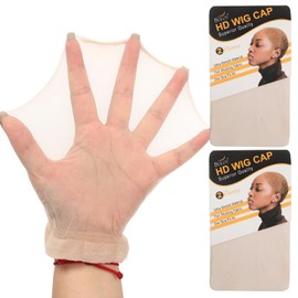 BEEOS Nude Skinlike HD Wig Cap, 4 Pieces Invisible and Sheer Breathable Ultra-thin Stretchy Stocking Caps for Lace Front Wigs, Bald Cap for Women