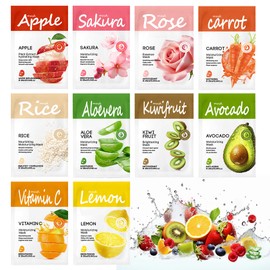 DWDiWen Hydrating Face Mask Set,Fruit Facial Masks for Women,Deep Moisturizing Facial Sheet Mask,Daily Skincare Mask Set for All Skin Type (10 Sheets)