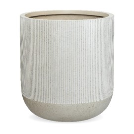 KUTE NEST Ribbed Radius 14.2" H x 13" D Fiberstone Premium Large Tree Pot, Planter Pot with Drainage Hole, Planters for Indoor and Outdoor Use, 5 Year Guarantee (Frost Grey, Small)