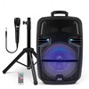 QFX PBX-616SM 15" Bluetooth Rechargeable Speaker with LED Lights, Mic