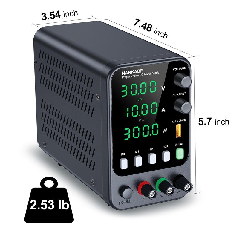 NANKADF DC Power Supply, 30V 10A Bench Power Supply with