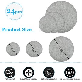 EMAGEREN Felt Plate Dividers 24 Pieces Plate Protectors Anti Friction Protective Mat Dish Separator Pads China Storage Protectors for Protecting and Stacking Your Cookware, 3 Different Size (Grey)