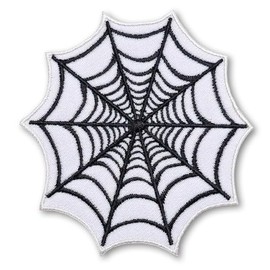 BB2Buy White Spider Web Punk Biker Rider Black Style Embroidered Sew on Iron on Patch Applique for Clothing Vasts Jackets
