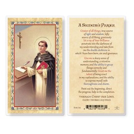 A Students Prayer, St. Thomas Aquinas Gold Stamped Laminated Holy Cards, 25-Count Value Pack