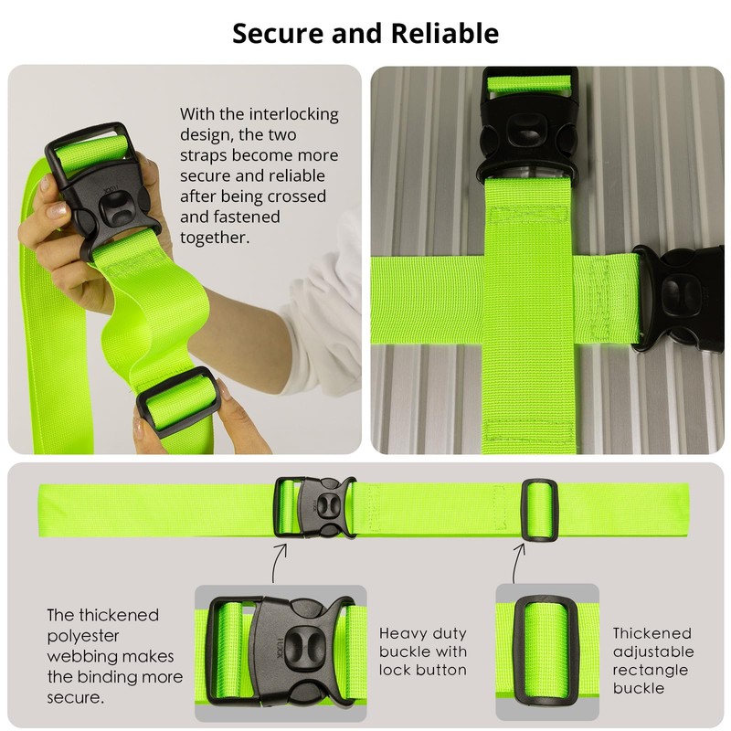 Heavy Duty Adjustable Luggage Connector Straps for Suitcases 4PCS Add