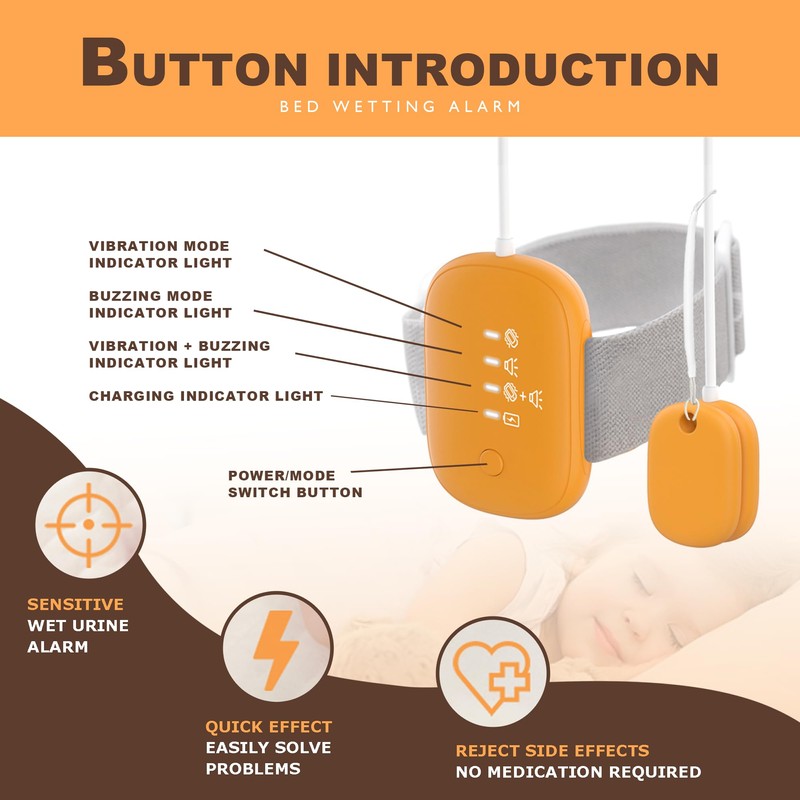 Wireless Enuresis Alarm, Bed Wetting Reminder for Kids and Elderly,