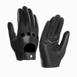 MGGMOKAY Men's Leather Car Gloves Touchscreen Leather Gloves Unlined, Black (touchscreen)