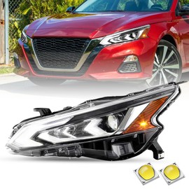 SOCKIR [FULL LED Type Model Headlight Assembly Compatible with 2019 2020 2021 2022 Nissan Altima DRL Replacement Headlamp Chrome Housing Left/Driver Side (LH)