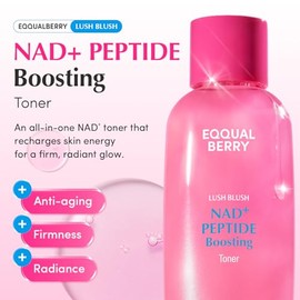 EQQUALBERRY Tónico potenciador de péptidos NAD+ - Tóner facial hidratante coreano para el cuidado de la piel NAD+ 5% y 13 péptidos | Tóner NAD rosa re