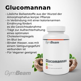 GymBeam Glucomannan Kapseln Forte 3000mg - 120 caps aus der Konjak Wurzel - mit pflanzlichen Ballaststoffen 3000 mg pro Tagesdosis - Vegan - GymBeam