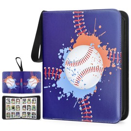 Trading Card Binder with Sleeves, 9 Pocket Baseball Card Binder, Fits 900 Cards with 50 Sleeves,Collectible Trading Card Albums, Sports Card Binder