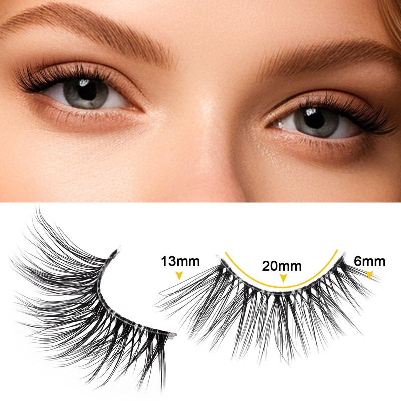 LZM QX08 Half Eyelashes, 10 Pairs of Artificial Eyelashes, Cateye
