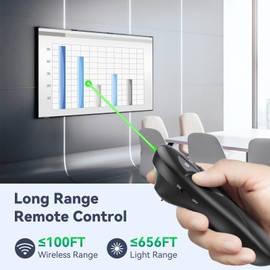 Green Laser Pointer for Presentations, Presentation Clicker Rechargeable Wireless Presenter Slide Clicker for Computer
