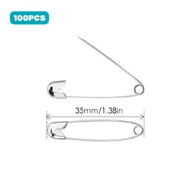 Safety Pins in 100 packs,Sliver Safety Pins for Clothes,35mm Nickel Plated Safety Pin,Small Safety Pins for DIY Crafts,Sewing