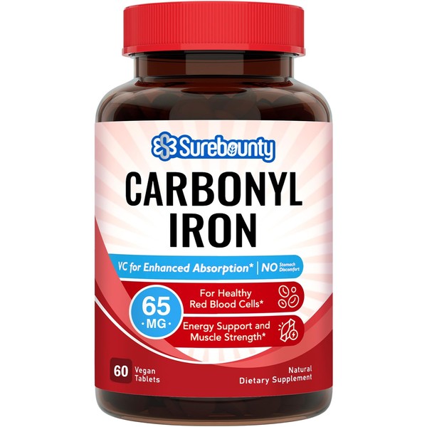 Iron Supplement 65mg with Natural Vitamin C, Gentle on The