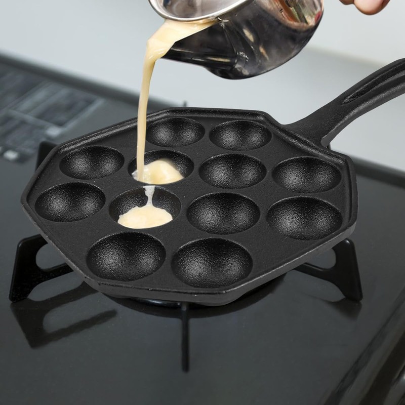 DOERDO Takoyaki Maker 12 Holes Takoyaki Pan Cast Iron Octopus
