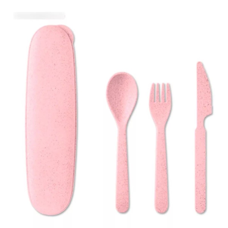 Clicmania Set Cubiertos Portatiles De Fibra De Trigo Libre Bpa