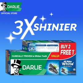 Darlie [FREE Extra 80g] DARLIE All Shiny White Charcoal Clean Whitening Toothpaste 140gx2 (Value Pack)
