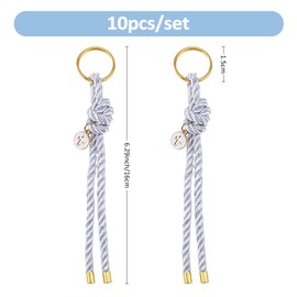 SUPERFINDINGS 10Pcs Polyester Cord Keychain Cross Key Chains Golden Keychain Pendant Enamel Keyring with Iron Rings 16cm for Purse Zipper Bag Hainging Ornament, Golden, 16cm