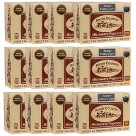 Amish Country Popcorn | Old Fashioned Microwave Popcorn | Non-GMO, Gluten Free, Microwaveable and Kosher (Sweet Kettle White Hulless, 36 Bags)