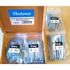 200pc galvanised Round Nails Assortment (100, 75, 50 and 40mm Nails)