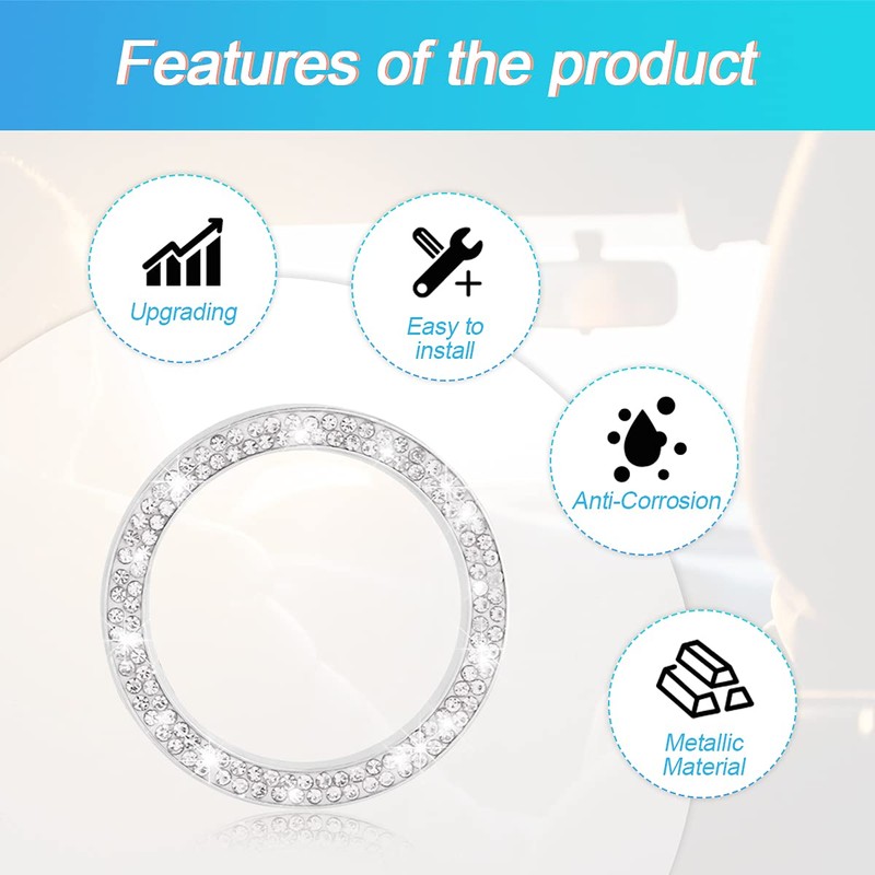 CGEAMDY 2 Pcs Car Push Start Button Crystal Rhinestone Cover/Sticker,