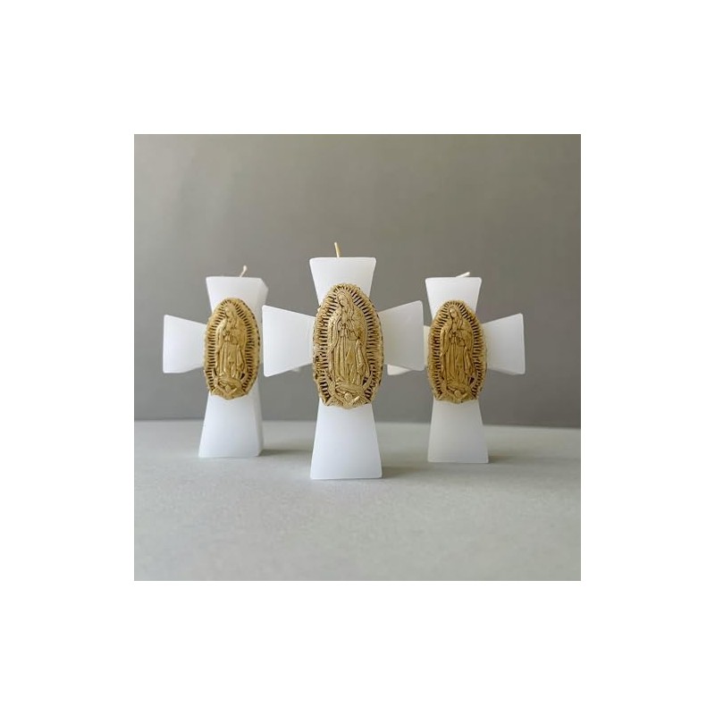 Recuerdo Para Bautizo Vela Cruz Mini Virgen De Guadalupe 12