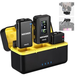 NEEWER CM28 Micrófono Lavalier Inalámbrico,Cancelación Ruido Inteligente,Grabación 48KHz/16Bit 9hrs Autonomía,Alcance 200m 4GB Almacenamiento para iPh