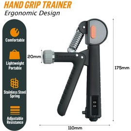 Hand Trainer, Forearm Trainer, Grip Strength Trainer Set, Grip Strength Trainer, Adjustable Forearm Trainer, Hand Forearm Trainer, Perfect for Hand Training and Recovery, Pack of 2 (Black)