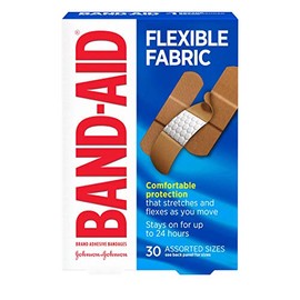 Band-Aid Band-Aid Brand Flexible Fabric Adhesive Bandages, Comfortable Sterile Protection & Wound Care for Minor Cuts & Burns, Quilt-Aid Technology to Cushion Painful Wounds, Assorted Sizes, 30 ct