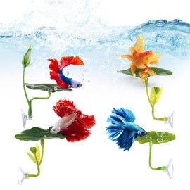 4 Pcs Betta Hammock & Fish Toys Set,Betta Fish Tank Accessories for Resting Spot,Breeding,Bettas Fishs Leaf Hammock for Aquarium Decor(4 x Green)