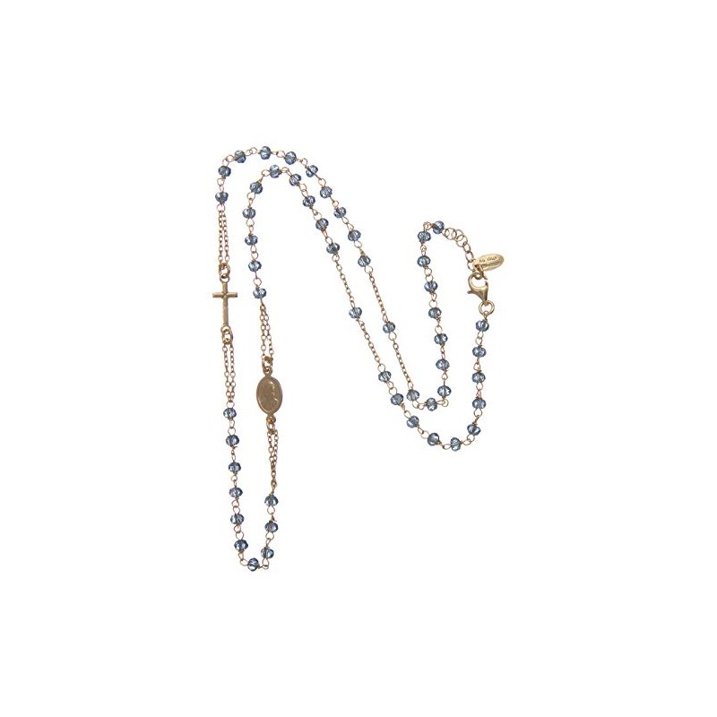 Amen Rosary Necklace Gold-Plated Silver 925 Blue Beads