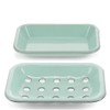 Two-Part Enamel Soap Dish - Green