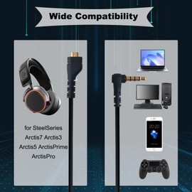 SPTSSWET Replacement Audio Cable Compatible with SteelSeries Arctis 7, 5, 3, Prime, Pro Gaming Headset 1.5m/5.2ft